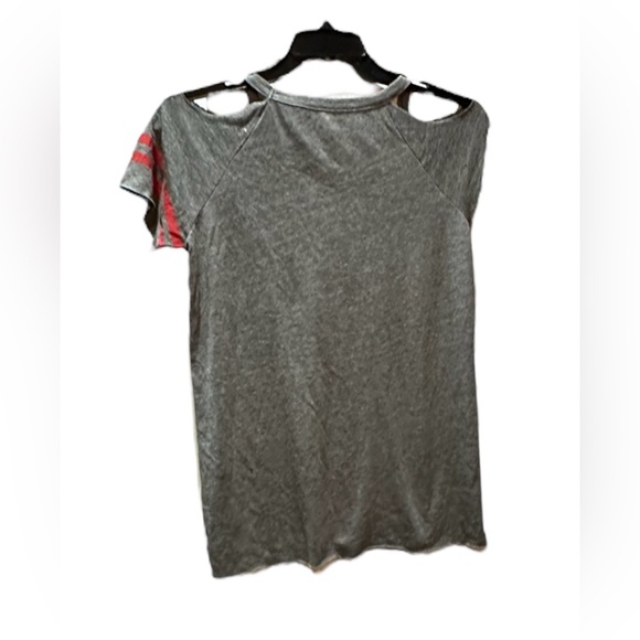 Chaser Football All American Tee Shirt Top Cold Shoulder Grey Medium NEW NWT - Picture 3 of 3